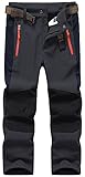 DAFENGEA Skihose für Kinder, Wandern, Jungen, Mädchen, Outdoor, wasserdicht, winddicht, Fleece, warme Snowboardhose, Dunkelgrau, 10-12 Jahre