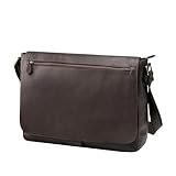 DRAKENSBERG 16' Leder Kuriertasche 'Leon' für Herren & Damen - Laptop Messenger Bag mit Koffer-Befestigung, 9L - Kaffee-Braun, DR00342