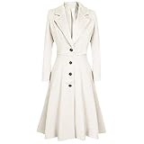 MianYaLi Damen-Wollmantel, Mantel, Jacke, lang, Trench-Oberbekleidung, Revers, Damen, Knopf, Wintermantel, Damenmantel, lässig, Winterjacken für Damen, Weiß, Größe L, weiß, L