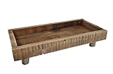 Deko Holztablett - 38 x 18,5 cm - Landhaus Kerzentablett Servierschale Schlüsselschale Tischdeko