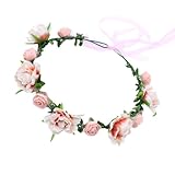 CPAOWEHF Blumenkranz Stirnband Verstellbares Band Rosenblumen Haarband Haardekorationen Girlanden Stirnband Für Braut Strandhochzeit
