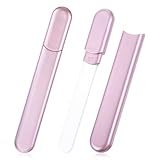 2 Stück Glasfeile Für Nägel Mit Etui Professionelle Doppelseitige Kleine Glas Nagelfeile Mini Reise Kristall Finger Nagel Feilen Nail File Für Nagelpflege Gelnägel Naturnägel Pediküre Nägel（Roségold）