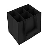 Flaschentasche 6 Fächer, 27x27x18 cm Flaschenträger 6 Flaschen, faltbarer Flaschenkorb 6 Flaschen, Getränketasche aus Oxford Stoff, Trennwände für Wasserflaschen, Wein oder Bier, Kompakt und Robust