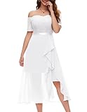 Berylove Weißes Langes Kleid Hochzeitskleid Kleid Festlich Damen Kleider Hochzeitsgast Damen Brautkleider Konfirmationskleider BLP7085 White 2XL
