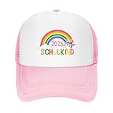 YYSWSAKY Schulkind 2025 Baseball Cap, Geschenk zur Einschulung Mädchen, Rosa Trucker Cap mit Regenbogenmuster, Verstellbar Baseballkappen Mesh Rückseite