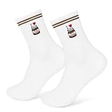 BOYATONG Lustige Socken, Unisex Damen Herren Haselnusscreme-Stickerei Socken, süßer Brotaufstrich als Motiv Geschenke für Mädchen Junge lustiges Geschenk Tennissocken Sportsocken weihnachtssocken
