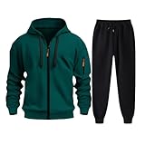 Sweatjacke Herren Hoodie, Oversized Kapuzenpullover Atmungsaktiv Hausanzug Freizeitanzug Mit Elastischem Stylisches Warm Tracksuit Fitness Sportanzug Mit Reißverschluss Tracksuit Sweatshirt Sporthose
