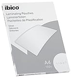 Ibico Basics Laminierfolien A4 Leicht, Heißlaminierfolien glänzend, 100 Stück, Extra Dünn, Transparent, Kristallklar, Runde Ecken, Ideal für Schule oder Büro, 627308