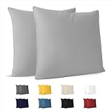 Dreamzie Kissenbezug 30x30 (Set mit 2) - 100% Jersey Baumwolle 150 g/qm Kissenbezüge -Grau - Für Kissen 30x30 cm - Kissenhülle - Kissenbezug - Resistent und Hypoallergen