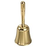 OFFSCH Hand rasseln aus Messing Schulglocke Schreibtisch Klingel Weihnachtsklingel Servicerufklingel Empfangsglocke handglocke tischklingel esstisch Glocke Hotel Teller Glocke Golden