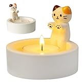 Katzen Kerzenhalter, Cartoon Katzen Teelichthalter mit Wärmenden Pfoten, Niedliche Cat Candle Holder, Geschenke Für Katzenliebhaber, Wohnzimmer Schlafzimmer Deko Tischdeko