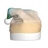 Weihnachtsmütze mit tropischem Strandpflanzen-Motiv, Weihnachtsmannmütze, Urlaub für Erwachsene, Unisex, Weihnachtsmütze für Neujahr, festliche Party, Weihnachtszubehör