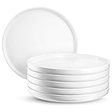 Jassceram 27 cm Speiseteller, Modernes Geschirr-Set für Familienessen und Restaurant - Mikrowellen, Ofen und Spülmaschinenfest, Kratzfest und Bleifrei, Design mit Hohem Rand, 10.5inch, Weiß