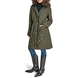 DKNY Damen Corduroy Collar Long Quilt Anorak, Loden, L