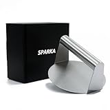 SPARKA Burgerpresse, Edelstahl Burger Smasher, 14 cm Smash Burger Press, Burgerpresse Grillzubehör für Flat Top Grill, Hamburgerpresse und Squeeze Grease, Spülmaschinenfest