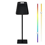 Fuqiduo LED Tischlampe kabellos mit 4800mAh Aufladbar Akku, Tischleuchte Dimmbar Touch mit Kaltweiß, Warmweiß, RGB und IP54 Wasserdicht für Innen Außen, Schwarz