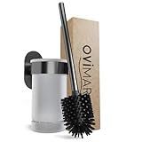 ovimar Toilettenbürste Glittertind | Gunmetal | Wandhalterung ohne Bohren | Silikon Klobürste | WC Bürste mit Belüftungsfunktion | zum Kleben | aus Edelstahl | WC Bürstenkopf wechselbar