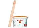 Alpina Bad- und Küchenfarbe in weiß matt inkl. Rührholz – Anti-Schimmel Wandfarbe für Feuchträume – ergiebig, gut deckend & reinigungsfähig – 1 Liter