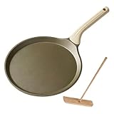 LDKFLKR Antihaft-CrêPes-Pfanne 24 cm, Titan-Bratpfannen Mit Spatel Roti Tawa Comal Tortillas-Pfanne Pfannkuchen-Pfanne CrêPes-Maker Antihaft FüR Alle Herdarten PTFE- Und Pfoa-Frei