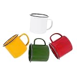 VOSAREA 4 Stück Kaffeetassen Im Café-stil Reisebecher Co Kaffeetassen, Tassen Emaillierter Trinkbecher Campingbecher Tasse Becher Kaffeebecher Aus Zinn Vierte Eiskaffeebecher Tee Emaille