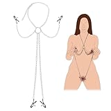 BDSM Nippelklemmen Brustwarzen Nipple Clamps Muschiklemme Einstellbare Halskette, BDSM Bondage Sex Toys, BDSMS Spielzeug Extrem für Frauen Paare Mann (Silber)