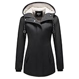 MODFUL Damen Winterparka Fleece Gefüttert Wintermantel mit Kapuze Dicke Coat Winterjacke (Schwarz, 3XL)