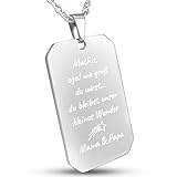 Hanessa Personalisierte Dog Tag Kette mit Gravur in silber - Hundemarke mit Gravur Edelstahl 50 cm - Personalisierte Kette mit Namen Herren - Erkennungsmarke Männer Halskette Dog Tag