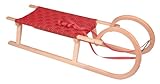 Schlitten Hörner Rodel a Holz Holzrodel 110cm inkl. Zugband 2 Personen TÜV/GS (Rodel mit Gurt)