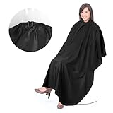Professioneller Friseurumhang Haarschneideumhang mit Verstellbarem Clip Wasserdichter Haarschnitt Friseurumhänge für Friseure Haarschneiden Färben und Den Heimgebrauch 140 x 165 cm (Schwarz)