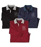 ATLAS FOR MEN - 3er-Pack Poloshirt Herren Langarm - Langarm Poloshirt Herren - Polo Langarmshirt - Herren Polo Langarmshirt - In großen Größen erhältlich
