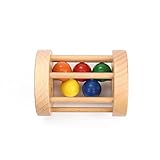Montessorikid Kugelzylinder Rassel Holz mit Kugeln rollende Kugelzylinder Spielzeug Rassel