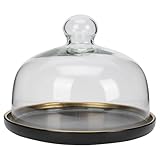 ETHZZLE Käseglocke Kleiner aus Glas mit Keramik Teller Tortenglocke für Kuchen und Snacks Aufbewahrungsteller für Lebensmittel Geeignet für Dessert und Obstpräsentation