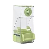 Automatic Bird Feeder, Top-Fill Food Dispenser, No Spill Design, Large Capacity, Easy Cleaning, Ideal for Parakeets, Cockatiels, Canaries, Parrots, 9.5x10.5x20.5cm Pink Green