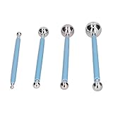 Keksdekorationszubehör, Fondant-Werkzeug-Set mit Rutschfestem Griff, 4-teiliges Wiederverwendbares Backwerkzeug, Metallkugel-Bildhauerwerkzeug, Fondant-Dekorationswerkzeug,