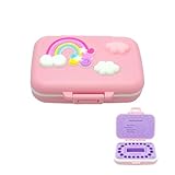 Neulexus Regenbogen Zahndose Kinderzahndosen Milchzahndose aus Kunststoffe,Mädchen Jungen Zahnbox Zahnfee Geburtstags Weihnachts Geschenk (Rosa)