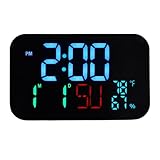 RASTKY WiFi Digital Wecker Thermometer Luftfeuchtigkeit Wetterstation Smart App Großes Display für Home Office (Weiße Muschel – blaues Licht)