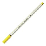Premium-Filzstift mit Pinselspitze für variable Strichstärken - STABILO Pen 68 brush - Einzelstift - gelb