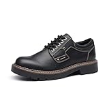 Bruno Marc Herren Schnürhalbschuhe Bequeme Anzugschuhe Männer Business Büro Oxford mit Dicker Sohle,Size 42,Schwarz,BMEMOX2501