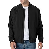 Rdruko Bomberjacke Herren Blouson jacke Übergangsjacke Leichte Fliegerjacke Herbst Male Freizeit Outdoor Jacken-Schwarz M