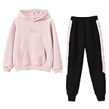 Amur Leopard Mädchen Jogginganzug Trainingsanzug Bekleidungsset 2tlg Kinder Sportanzug Freizeitanzug Sweatjacke & Jogginghose, Rosa, 170/13-15 Jahre