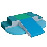 Wilwolfer Schaumstoff Bausteine Kinder Klettern Indoor: 6 Softbausteine Riesenbausteine Spielbausteine - Weiche Bausteine Baby Montessori Großbausteine Kletterspielzeug Outdoor Doppelte Treppe-Set