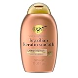 OGX Brazilian Keratin Smooth Conditioner 385 ml, glättende Haarspülung mit Keratin, brasilianischem Kokosnussöl, Avocadoöl und Kakaobutter, ohne Sulfate