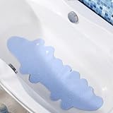 Morbuy Badewannenmatte Kinder rutschfest Maschinenwaschbar Duschmatte Antirutschmatte Badewanne Badematte mit Saugnäpfen, Starke Saugkraft (blaues Krokodil,95x34.5cm)