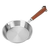Edelstahl-Bratpfanne, 16 cm, ergonomischer Holzgriff, gleichmäßige Wärmeverteilung, Induktions- und Gasherd-kompatibel, ofenfestes Kochgeschirr für perfektes Kochen
