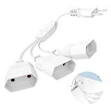 Verlängerungskabel Flachstecker, 3 in 1 Eurostecker Verlängerung, verlängerungskabel Flach 250V Flachstecker Verlängerung, 50cm Verlängerungskabel mit Flachstecker für TV PC Computer Monitor