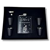 Flachmann mit Gravur - Flachmann Set personalisiert mit Namen - Geschenkidee Hochzeit - Geschenk für Männer - personalisierte Geschenke für Männer - Flachmann Edelstahl, Geschenk Trauzeuge (Design 12)