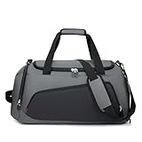 Sporttasche mit Schuhfach und Nassfach - Reisetasche - Sporttasche Herren und Damen - Schwimmtasche - Gym Bag - Tasche für Sport, Gym & Fitness, Weekender, Reisen - Grau