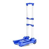 Faltbare Sackkarre, zusammenklappbar, schwarz, klein, leicht, tragbar, Teleskopwagen, Rucksack, Gepäck, Reisen, Umzug, Einkaufen, zusammenklappbar, wandelbarer Handwagen (blau)