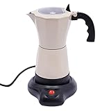BJTDLLX Espressokocher Elektrisch 480W 300ml Italienische Kaffeemaschine, Espressomaschine Mokkakanne für 1-6 Tassen, Klein Esspresso Kaffeemaschine mit Basis, für Camping, Cafés (Cremeweiß)