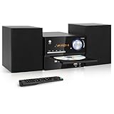 Kompaktanlage mit CD-DVD-Player, DVD-802 Retro HiFi Musikanlage Heimlautsprecher 30W mit Bluetooth/CD-DVD-Player/FM-Radio/Aux-Eingang/USB-Eingang/MIC-Eingang/RCA-Ausgang, 3-Teiliges Soundsystem
